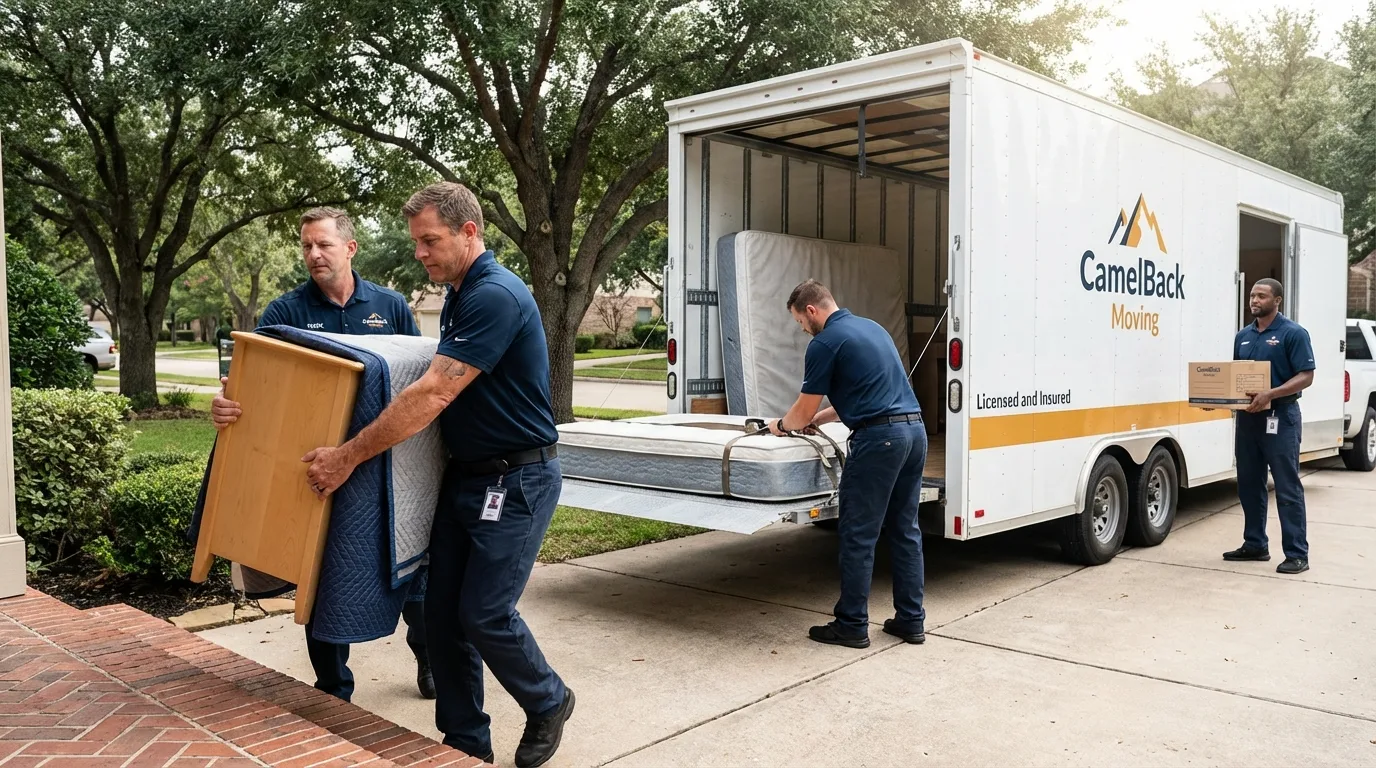 Crew loading residential truck for cross-state move from Craigsville, WV