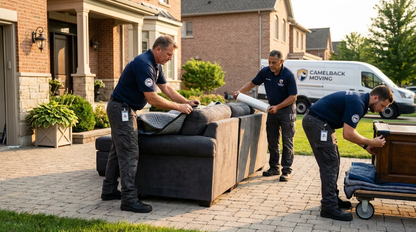 Large estate moving crew wrapping furniture in Craigsville, WV