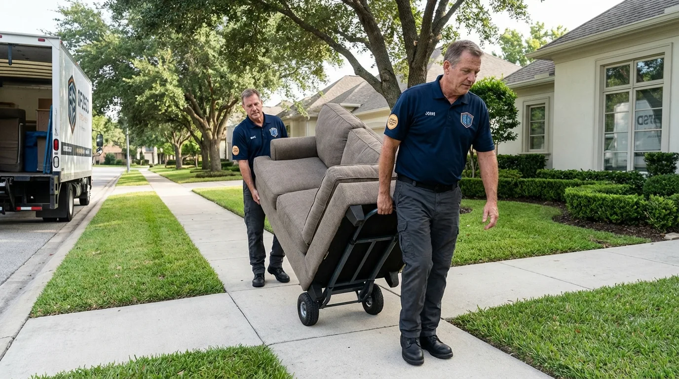 Local residential moving crew loading furniture in Craigsville, WV